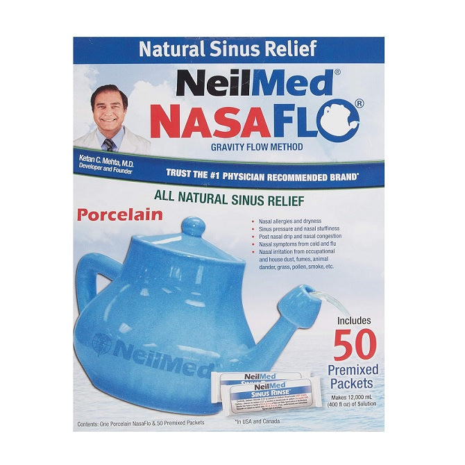 Neilmed Nasaflo Porcelain Neti Pot 50 Sachets