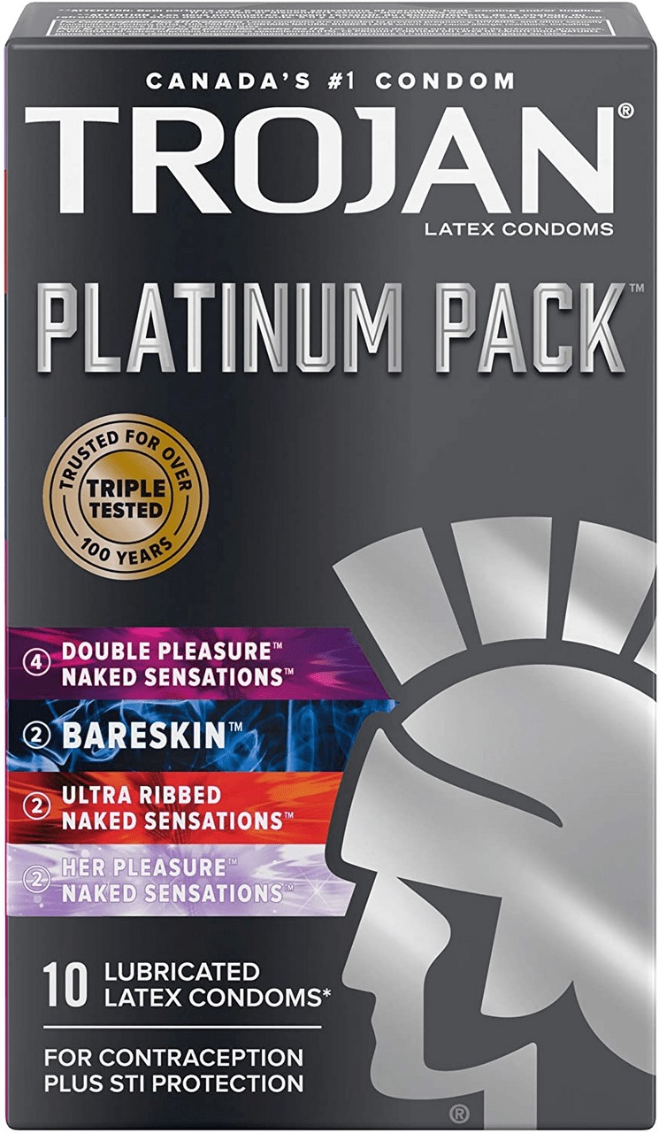 Trojan Platinum Pack Assorted Lubricated Latex Condoms 10 Count