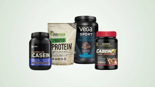 An image of 4 protein powder containers