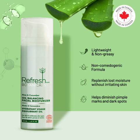 Refresh Botanicals Oil Balancing Facial Moisturizer with Aloe & Cucumber 50mL - Yeswellness.com