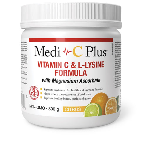 W. Gifford-Jones MD Medi-C Plus Vitamin C & Lysine Formula with Magnesium Ascorbate Citrus - Yeswellness.com