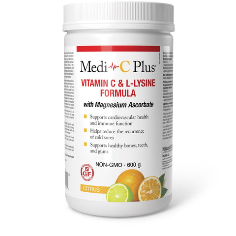 W. Gifford-Jones MD Medi-C Plus Vitamin C & Lysine Formula with Magnesium Ascorbate Citrus - Yeswellness.com