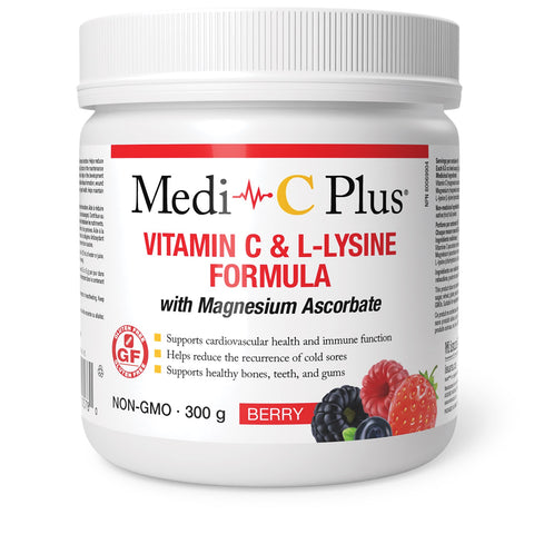 W. Gifford-Jones MD Medi-C Plus Vitamin C & L- Lysine Formula with Magnesium Ascorbate - Berry - Yeswellness.com