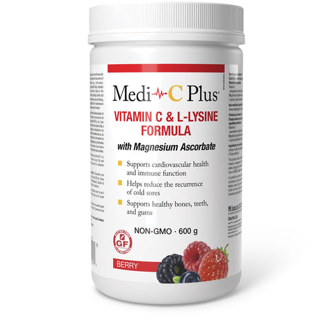 W. Gifford-Jones MD Medi-C Plus Vitamin C & L- Lysine Formula with Magnesium Ascorbate - Berry - Yeswellness.com