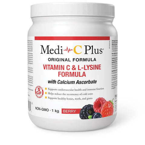 W. Gifford-Jones MD Medi-C Plus Vitamin C & Lysine Formula with Calcium Ascorbate Berry - Yeswellness.com