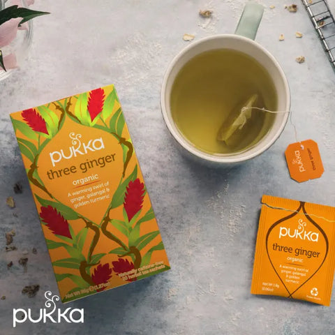 Pukka Three Ginger Galangal & Golden Turmeric Organic Herbal Tea 20 Sachets - YesWellness.com