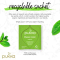 Pukka Three Mint Peppermint Spearmint & Fieldmint Organic Herbal Tea 20 Herbal Sachets