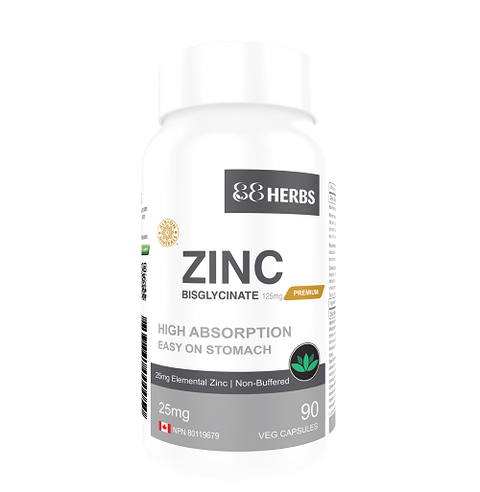 88Herbs Zinc Bisglycinate 125mg 90 Veg Capsules