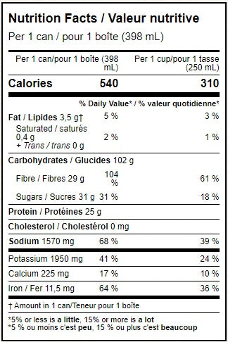 Amy's Organic Vegetarian Baked Beans 398mL Nutrition Label