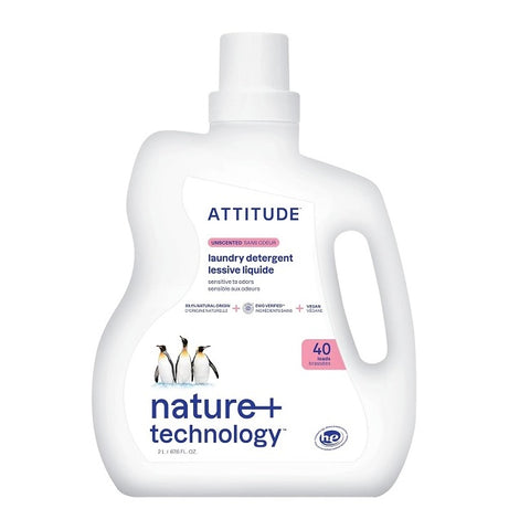 Attitude Nature+ Technology Laundry Detergent Unscented 40 Loads 2L