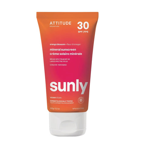 Attitude Sunly Adult Mineral Sunscreen SPF 30 Orange Blossom 150g - YesWellness.com