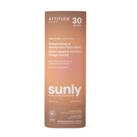 Attitude Sunly Tint Face Stick Mineral Unscented SPF30 20g - YesWellness.com