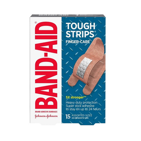 Band-Aid Tough Strips Finger Care Adhesive Bandages 15 Assorted Sizes