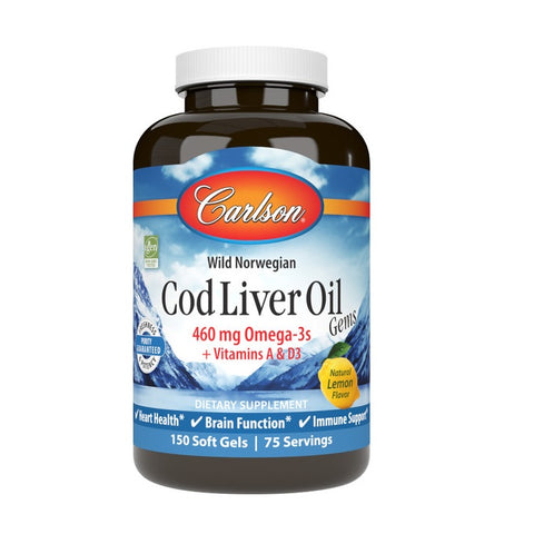 Carlson Norwegian Cod Liver Oil Gems Natural Lemon Flavour