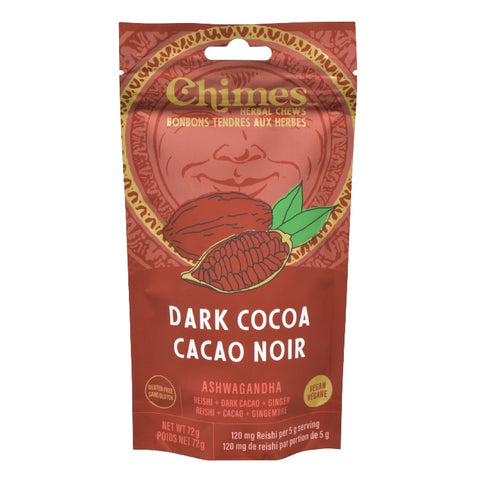 Chimes Herbal Chews Dark Cocoa Adaptogen 72g - YesWellness.com