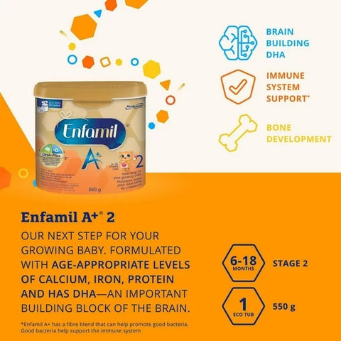 Enfamil A+ Infant Formula Powder 2 DHA-Plus 550g - YesWellness.com