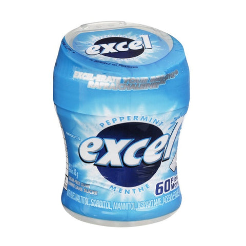 Expires October 2024 Clearance Excel Sugar-Free Chewing Gum Bottle 60 Pieces - Peppermint