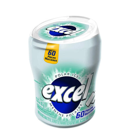 Expires October 2024 Clearance Excel Sugar-Free Chewing Gum Bottle 60 Pieces - Polar Ice