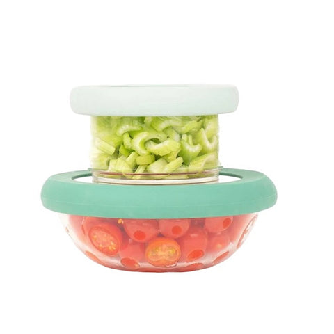 Food Huggers Bowl Lids Set Gradual Green Small & Medium 2 Count