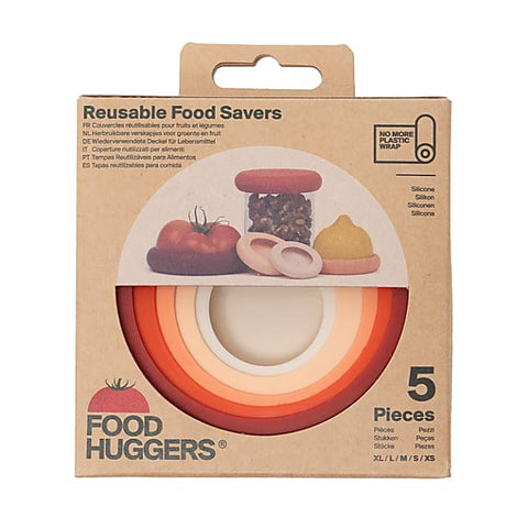 Food Huggers Reusable Silicone Food Savers Terra Cotta 5 Count