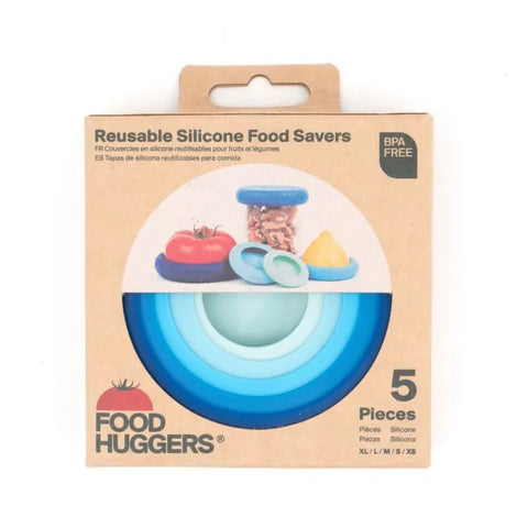 Food Huggers Reusable Silicone Food Savers Ice Blue 5 Count