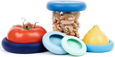 Food Huggers Reusable Silicone Food Savers Ice Blue 5 Count