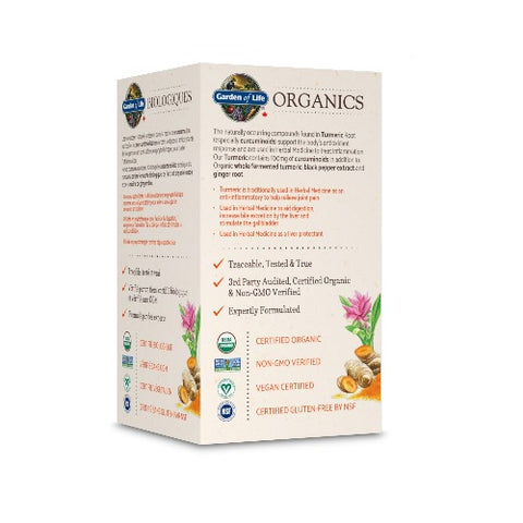 Garden of Life Organics Turmeric Curcuma 60 Vegan Tablets - YesWellness.com