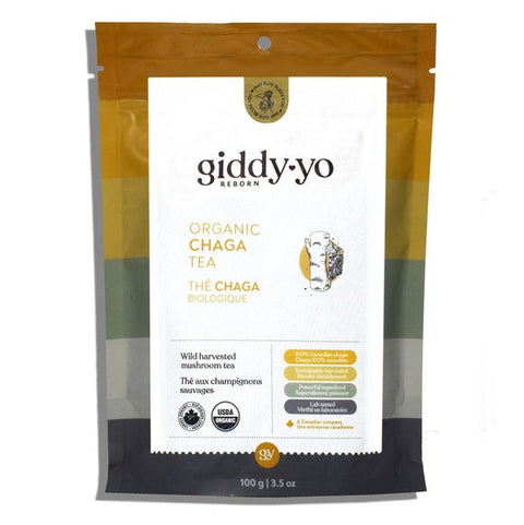 Expires December 2024 Clearance Giddy Yo Chaga - Tea Cut (100% Canadian) 100g / 3.5oz