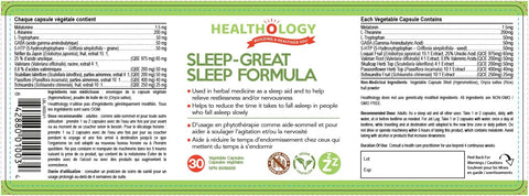 Healthology Sleep-Great Sleep Formula Capsules (Various Sizes) - YesWellness.com