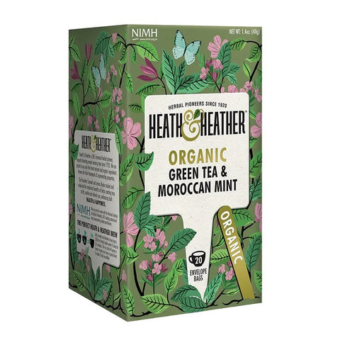 Heath & Heather Organic Green Tea & Moroccan Mint 20 Count