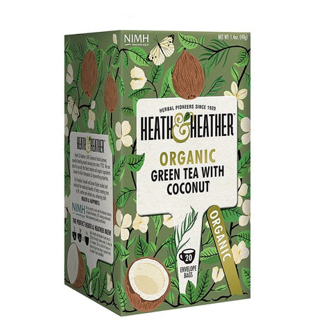 Heath & Heather Organic Green Tea & Coconut 20 Count