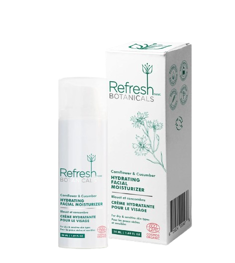 Refresh Botanicals  Hydrating Facial Moisturizer with Cornflower & Cucumber 50mL - Yeswellness.com