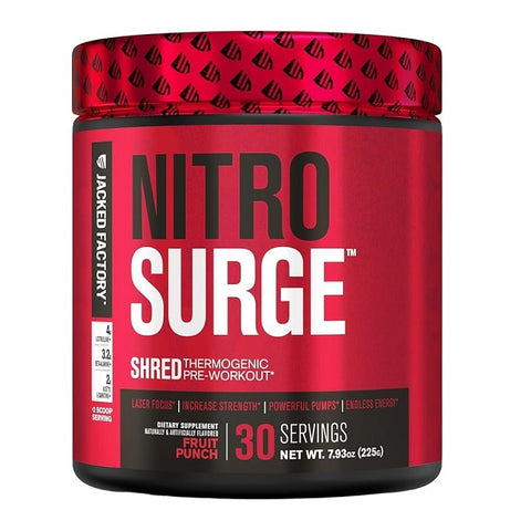 Jacked Factory Nitro Surge Shred Pre Workout Supplement 30 Servings (Various Flavours)