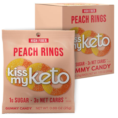 Kiss My Keto Gummies - Peach Rings 8 x 25g