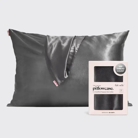 Kitsch Satin Pillowcase - Charcoal - Yeswellness