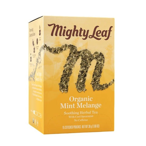 Mighty Leaf Organic Mint Melange Tea 15 Stitched Pouches