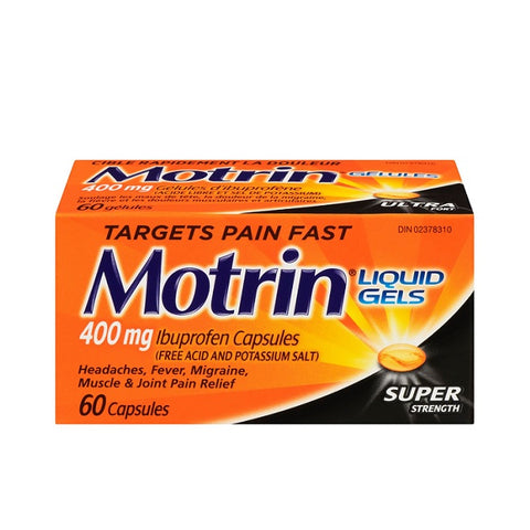 Motrin Ibuprofen Liquid Gels 400mg Super Strength 60 Liquid Gels 