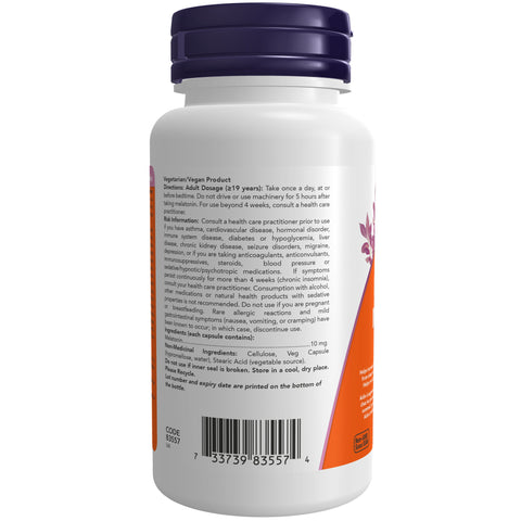 NOW Melatonin Extra Strength 10mg 100Vcap - Yeswellness.com