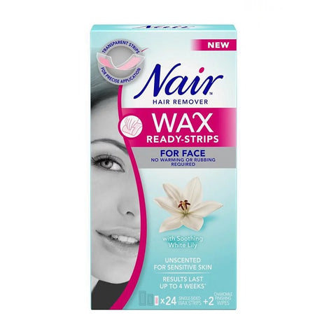 Nair Hair Remover For Face With Soothing White Lilly 24 Wax strips & 2 Wipes