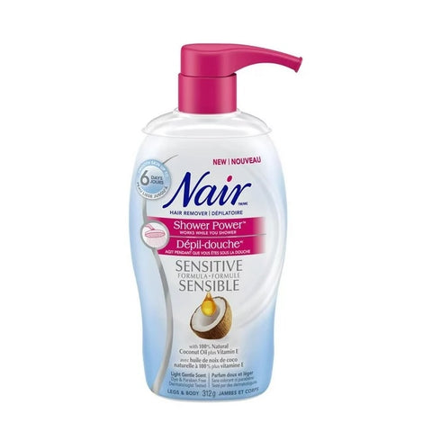 Nair Hair Remover Shower Power Sensitive Formula Coconut Oil & Vitamin E 312g