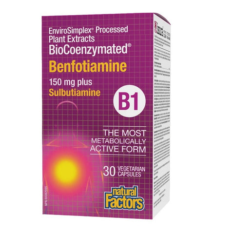 Natural Factors BioCoenzymated Benfotiamine B1 plus Sulbutiamine 30 Veg Capsules