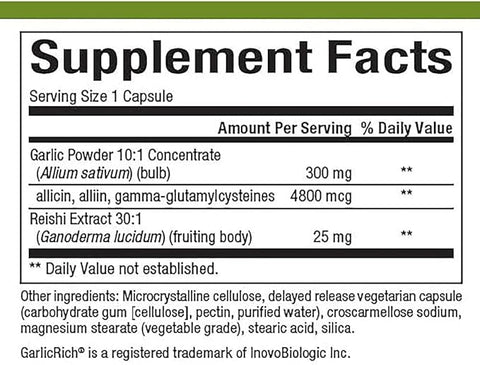 Natural Factors GarlicRich Garlic + Reishi 120 Veg Capsules