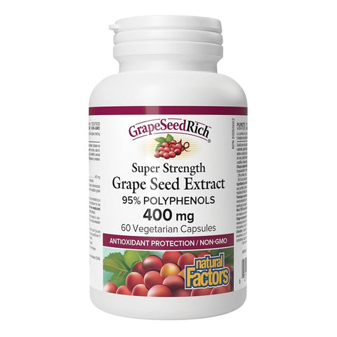 Natural Factors GrapeSeedRich Super Strength Grape Seed Extract 400mg 60 Veg Capsules