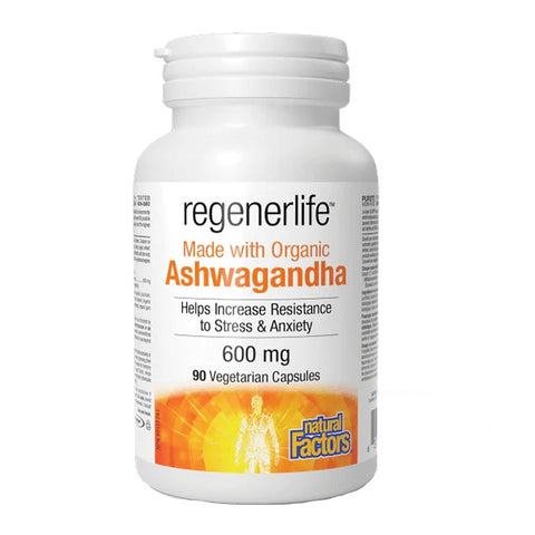 Natural Factors RegenerLife Ashwagandha 600mg 90 Veg Capsules