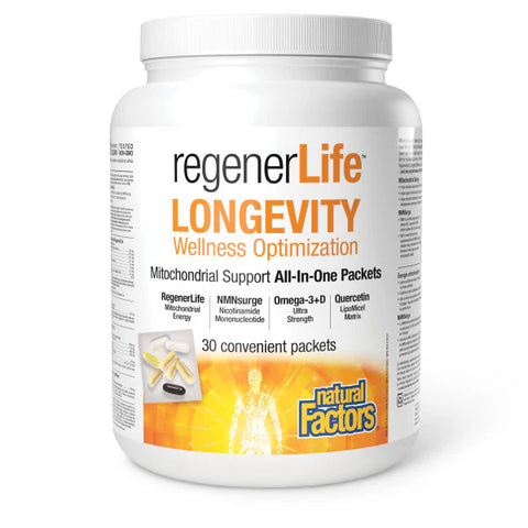 Natural Factors RegenerLife Longevity Wellness Optimization 30 Convenient Packets