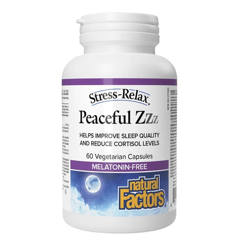 Natural Factors Stress Relax Peaceful Zzz Melatonin Free 60 Veg Capsules