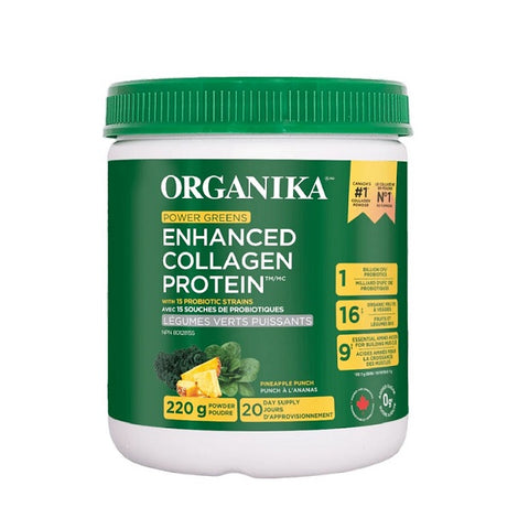 Organika Enhanced Collagen Protein Power Greens with Probiotics Pineapple Punch