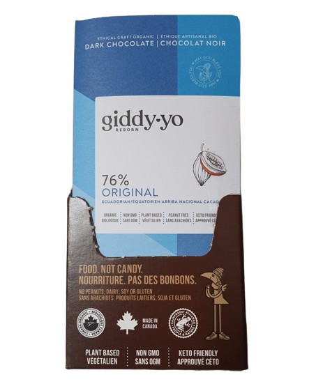 Giddy Yo Original 76% Certified Organic Dark Chocolate Bars