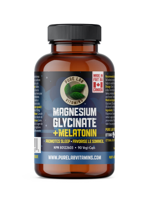 Pure Lab Vitamins Magnesium Glycinate + Melatonin 90 Veg Capsules - Yeswellness.com