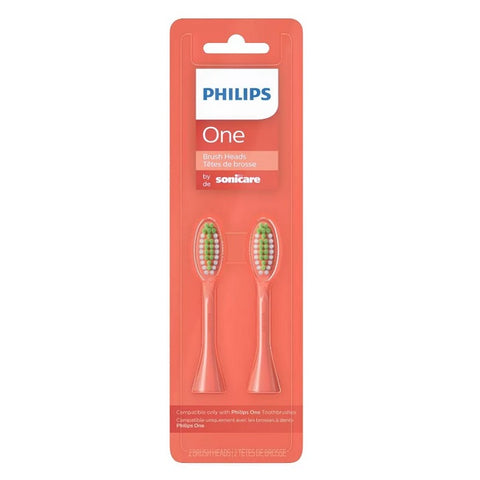 Philips One Brush Heads 2 Brush Heads Coral - YesWellness.com